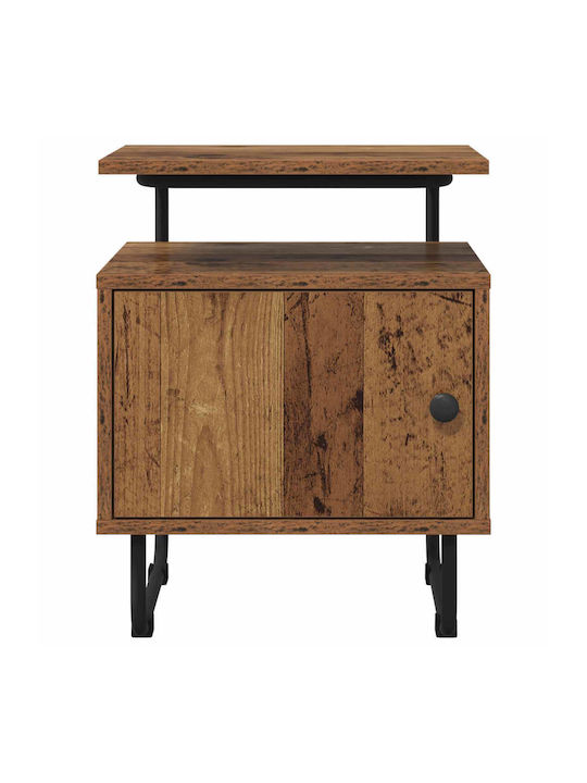 Wooden Bedside Table with Black Metal Legs 40x36.5x50cm