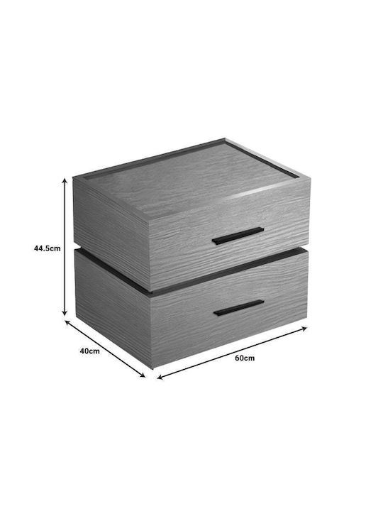 Bedside Table Sonlen Wooden Black 60x40x44.5cm