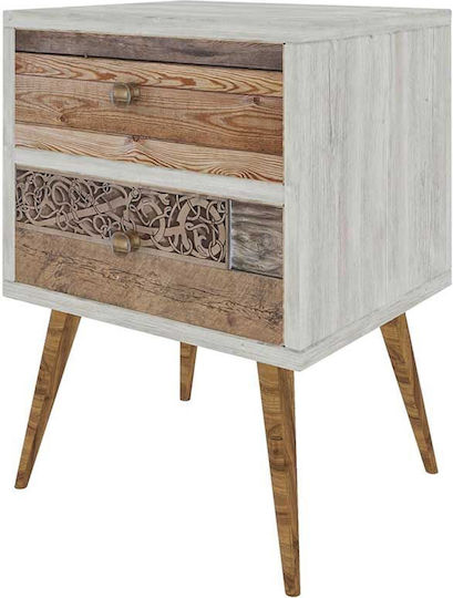 Κομοδίνο Malmo Ξύλινο Λευκό 55x40x55cm