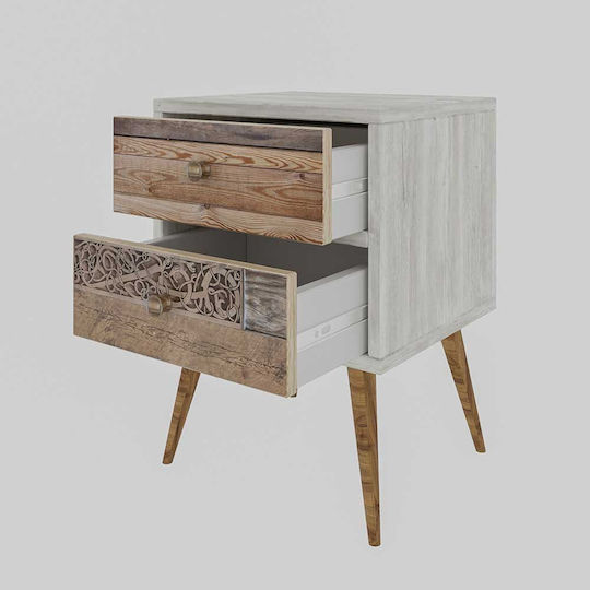 Κομοδίνο Malmo Ξύλινο Λευκό 55x40x55cm
