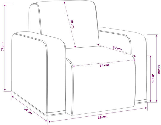Pink Armchair 88x90x77cm