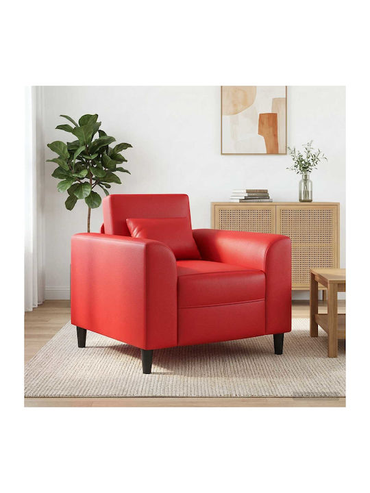 Armchair in Red Artificial Leather 90x88x85cm