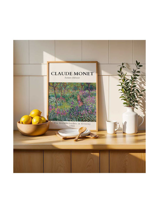 Poster Claude Monet Artists Garden In Giverny Art086 40cm X 50cm Frame Natural Wood Beige