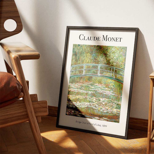 Poster Claude Monet Bridge Over A Pond Lilies Art103 40cm X 50cm Brown Wooden Frame