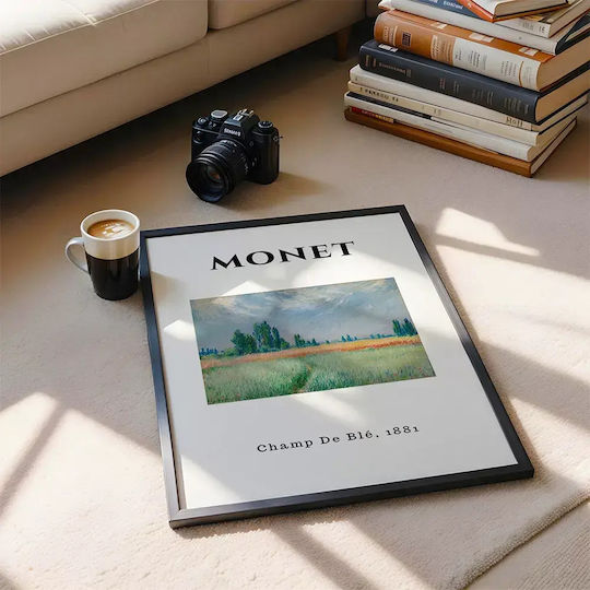 Poster Monet Champ De Ble Art010 40cm X 50cm Frame Natural Wood Beige