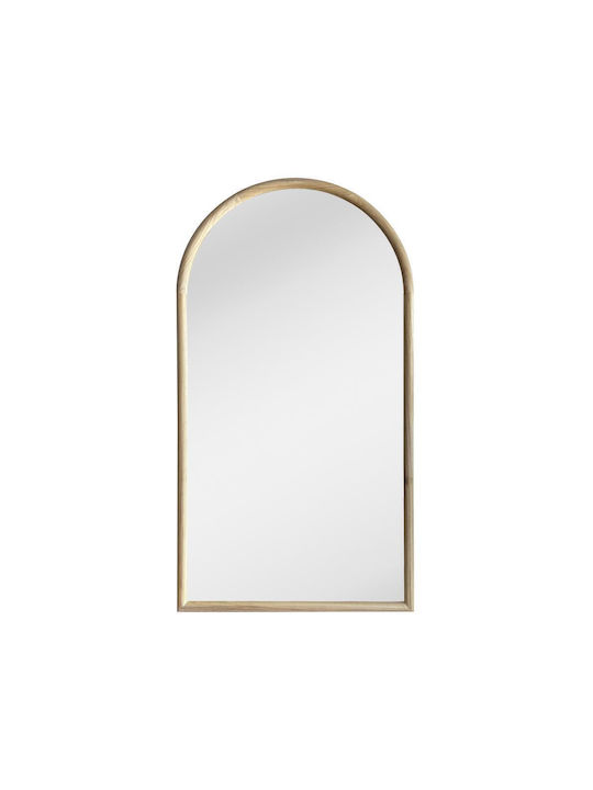 Next Oglindă de Perete De Corp Întreg Ovală cu Bej Ramă din Lemn 130x70cm 1buc