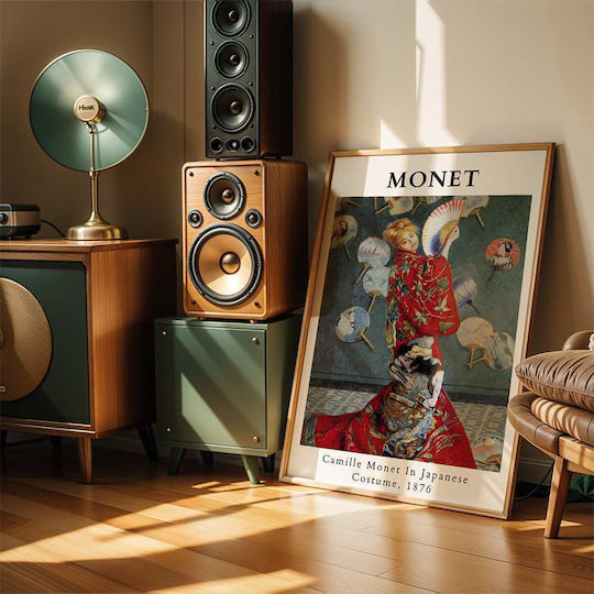 Poster Claude Monet Camille Monet În Costum Japonez Art099 40cm X 50cm Ramă Albă Din Lemn