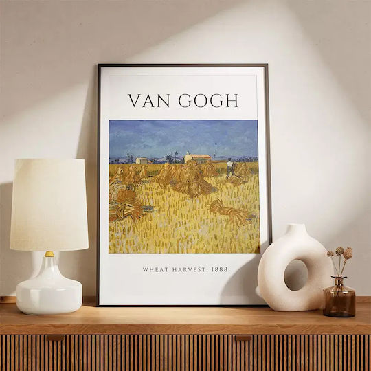 Poster Van Gogh Wheat Harvest Art097 40cm X 50cm White Wooden Frame