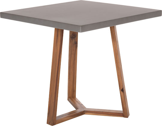 Fiber Square Dining Table with Cement Surface Gray 80x80x75cm