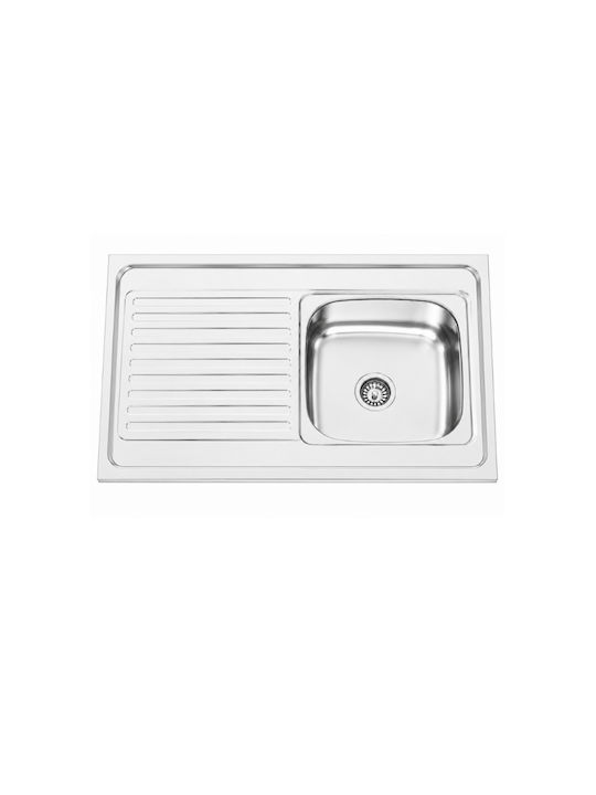 Inter Ceramic Alpaca Ένθετος Νεροχύτης Inox Μ100xΠ60cm Ασημί