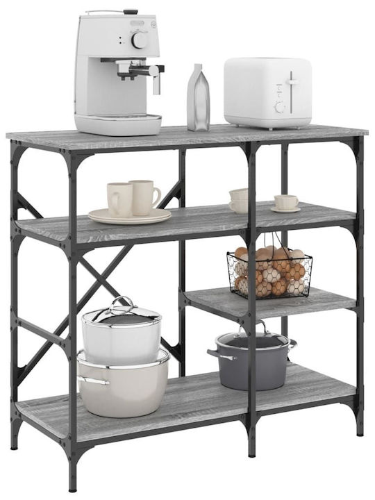 vidaXL Kitchen Rack Metallic 4 Tiers Gray 90x40x84cm