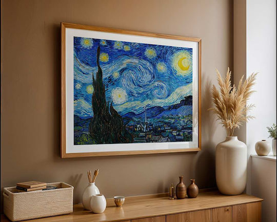 Poster Van Gogh Starry Night Art105 40cm X 50cm White Wooden Frame