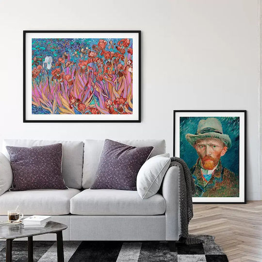Poster Van Gogh Irises Art110 40cm X 50cm Frame Natural Wooden Beige