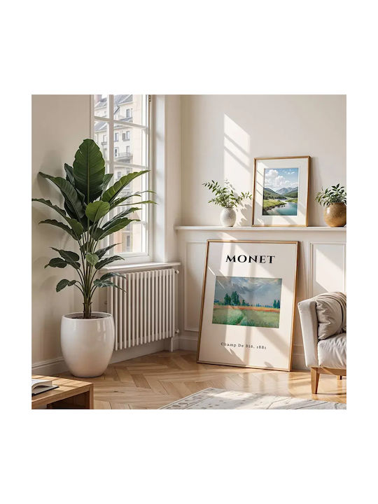 Poster Monet Champ De Ble Art010 40cm X 50cm Brown Wooden Frame