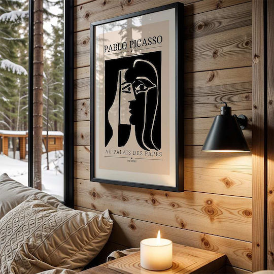 Poster Pablo Picasso Au Palais Des Papes Art077 40cm X 50cm Premium Black Wooden Frame
