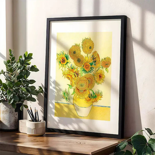 Poster Van Gogh Sunflowers Art116 40cm X 50cm Black Wooden Frame