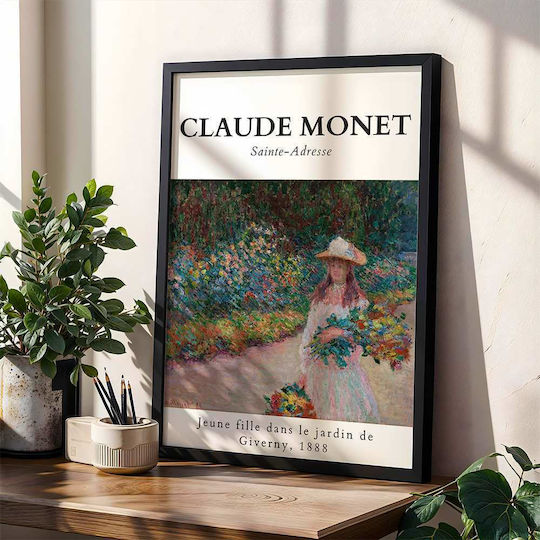 Poster Claude Monet Young Girl in the Garden of Giverny Art101 40cm x 50cm Black Wooden Frame