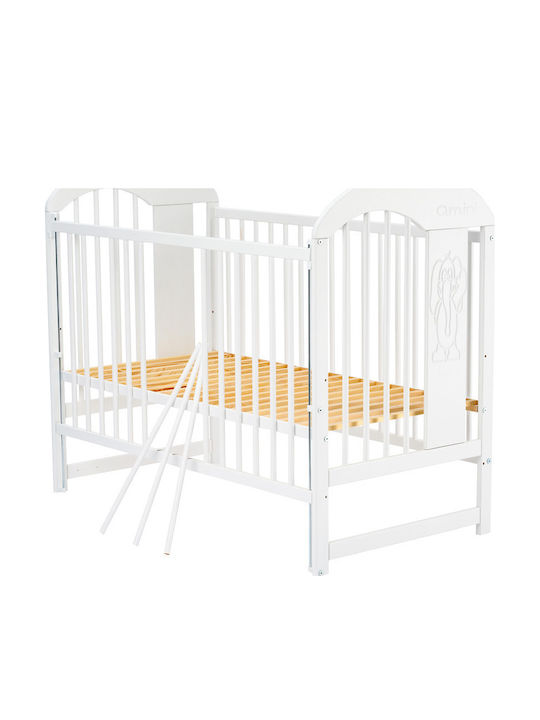 CMSpa Qmini Julia II Elephant White Baby Crib with Mattress