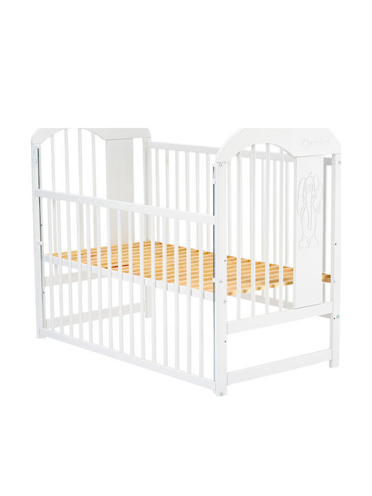 CMSpa Qmini Julia II Elephant White Baby Crib with Mattress