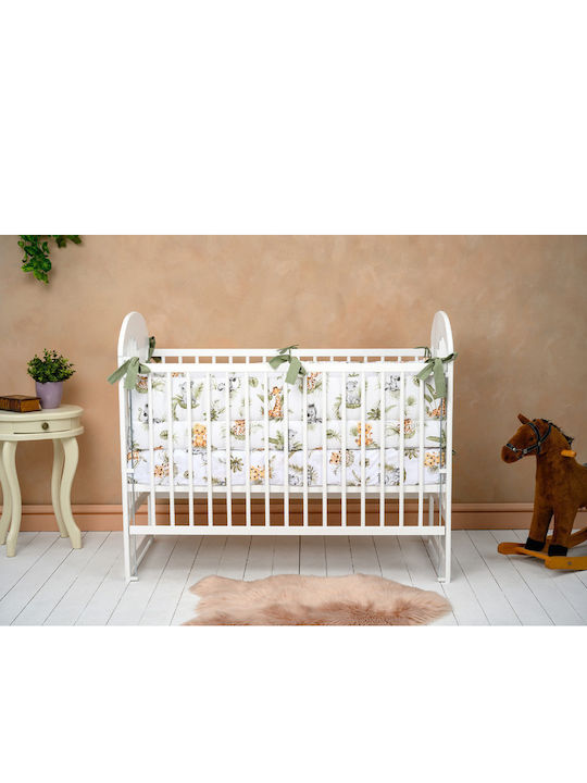 CMSpa Qmini Julia II Elephant White Baby Crib with Mattress