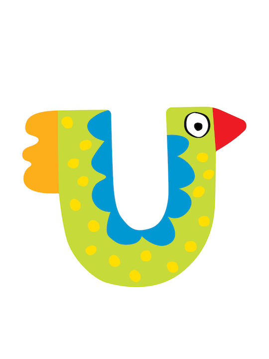 Anemi Collection Decorative Letter Animals Pink made of Wood 5x0.5x7εκ.