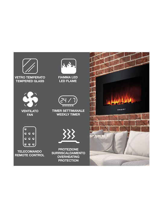 Beper Wandmontiertes Elektrisches Kamin 1750W 72,5x60cm