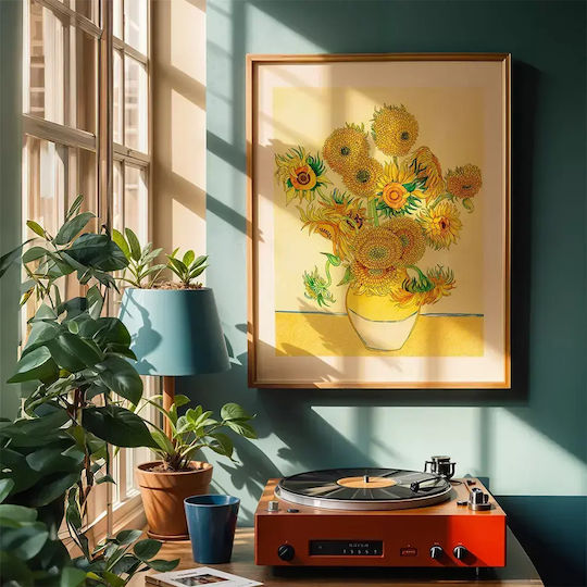 Poster Van Gogh Sunflowers Art116 40cm X 50cm Κορνίζα Φυσικό Ξύλου Μπεζ 56100pd156659f55316