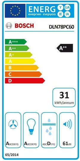 Bosch Series 8 Μηχανισμός Απορρόφησης 70cm Μαύρος