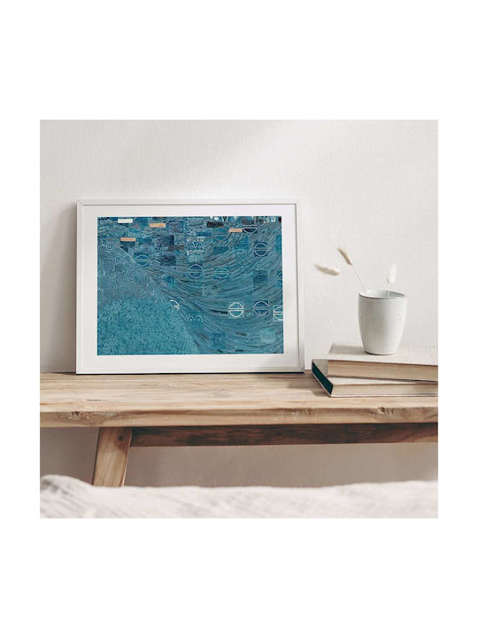 Poster Blue Details By Gustav Klimt Art156 40cm X 50cm Frame Natural Wooden Beige