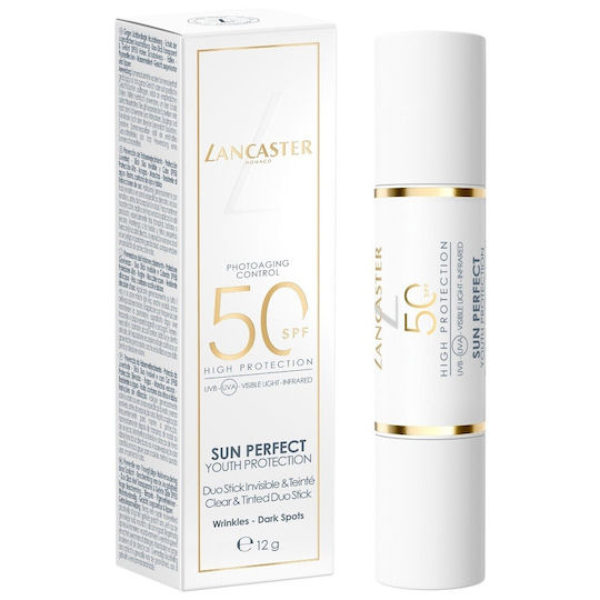 Lancaster Sun Perfect Youth Protection Clear & Tinted Duo Αντηλιακό Stick Προσώπου & Χειλιών SPF50 με Χρώμα 12gr