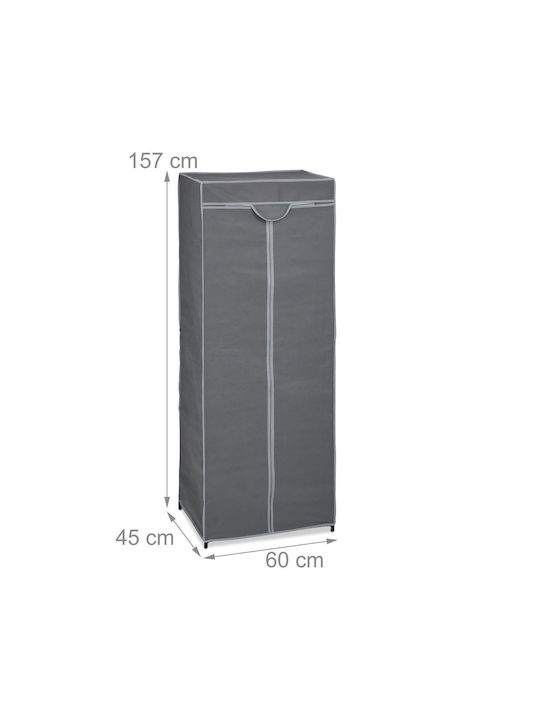 Relaxdays Dulap din Material cu Fermoar și Rafturi în Culoare Gri 60x45x157cm