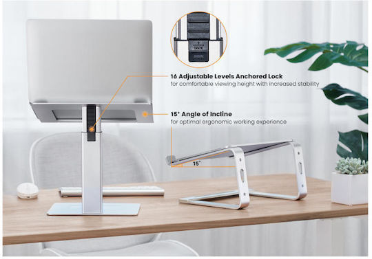 Brateck Βάση Στήριξης για Laptop έως 17" Ασημί LPS03-16