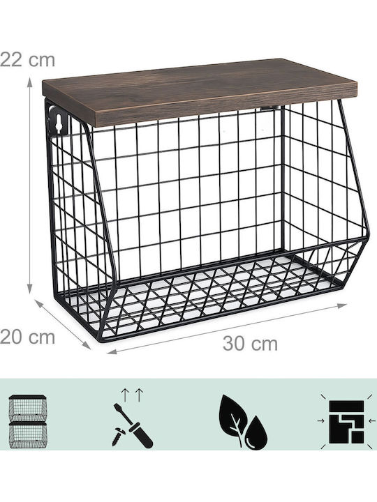 Relaxdays Φρουτιέρα Μεταλλική Μαύρη 30x20x21εκ.