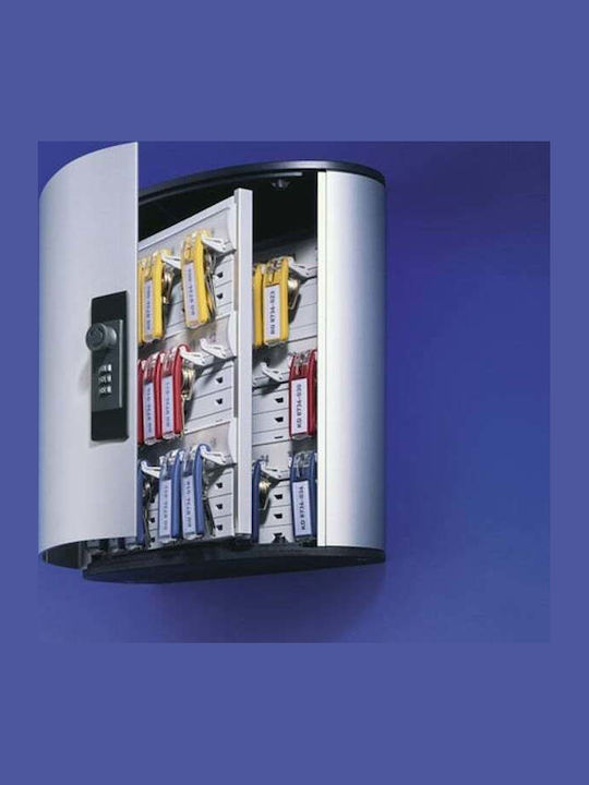 Durable Wall-mounted Combination Key Holder Metallic with Combination Dial 48 Hooks 30.2x11.8x40cm