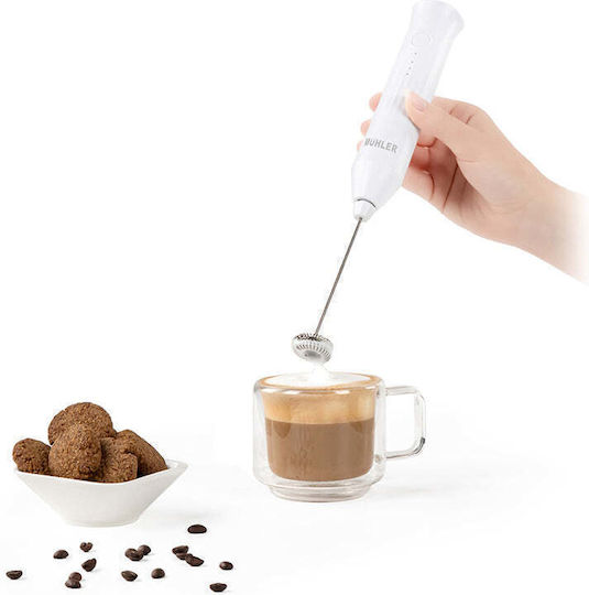 Muhler Aparat de făcut frappe de mână cu baterie Albă
