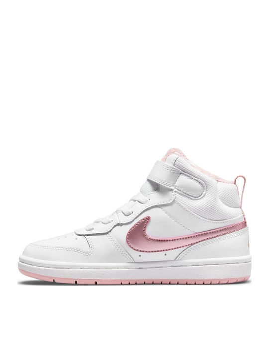 Court Borough Mid 2 Kids Sports Shoes Running with Hoop & Loop Closure White