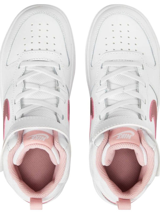 Court Borough Mid 2 Kids Sports Shoes Running with Hoop & Loop Closure White