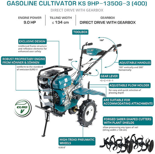 Könner & Söhnen KS9HP-1350G-3 Σκαπτικό Βενζίνης 9hp/270cc