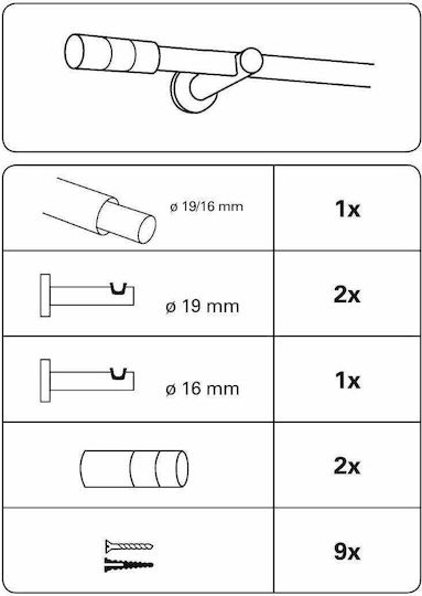 Ausziehbare Metallische Vorhangstange Einzeln 120-210cm Gold