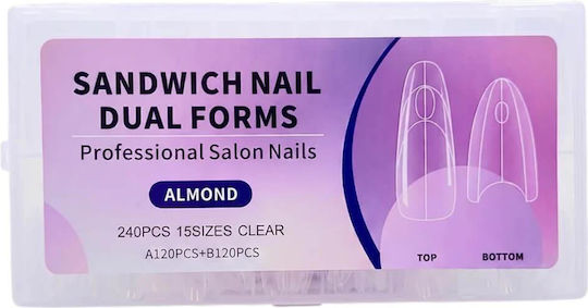 Sandwich Nail Dual Forms Διάφανο Αμυγδαλωτό Σχήμα 240τμχ