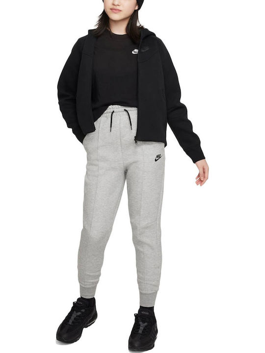 Fleece Kids Sweatshirt Cardigan with Hood and Pockets Black Sportswear Tech