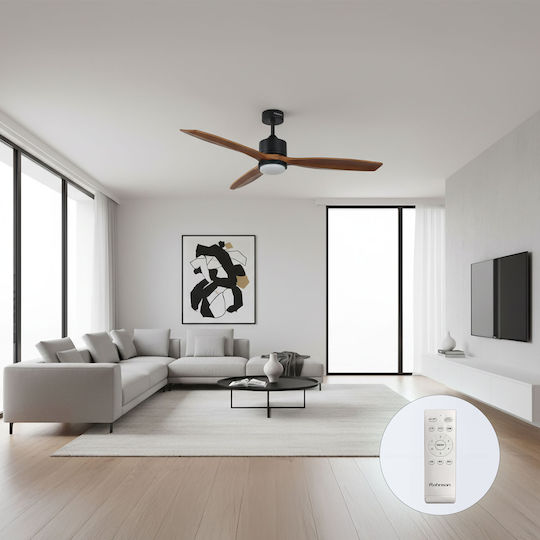 Rohnson Ceiling Fan 132cm with Light Fixture Brown / Black