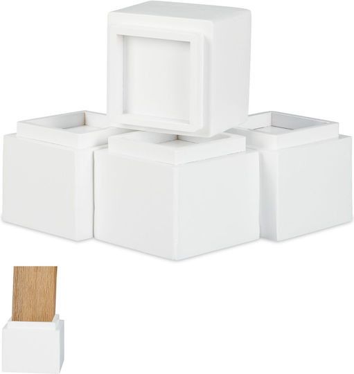 Relaxdays Picior de Mobilier din Lemn 4 Buc 10x11.5x11.5cm Alb