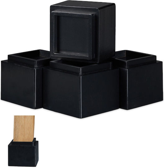 Relaxdays Picior de Mobilier din Lemn 4 Buc 10x11.5x11.5cm Negru