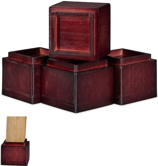 Relaxdays Picior De Mobilier Din Lemn 4 Buc 10x11.5x11.5cm Maro