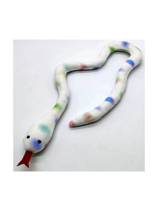 Plush Cat Toy Snake White Multicolored Marks 52cm