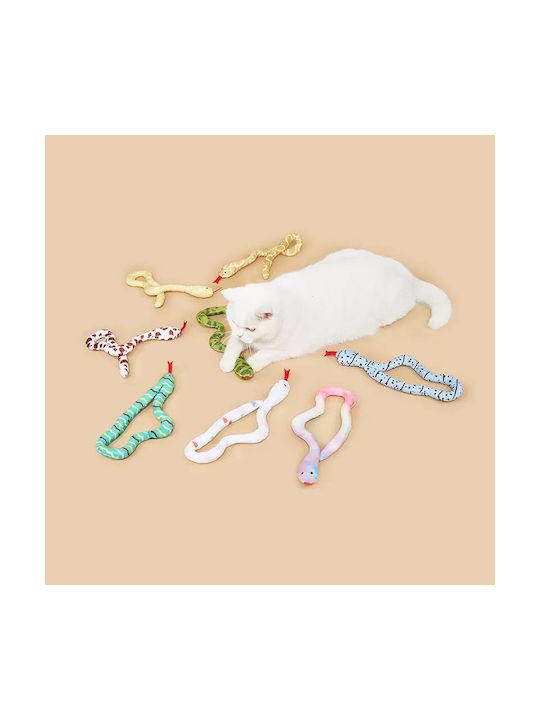Plush Cat Toy Snake White Multicolored Marks 52cm