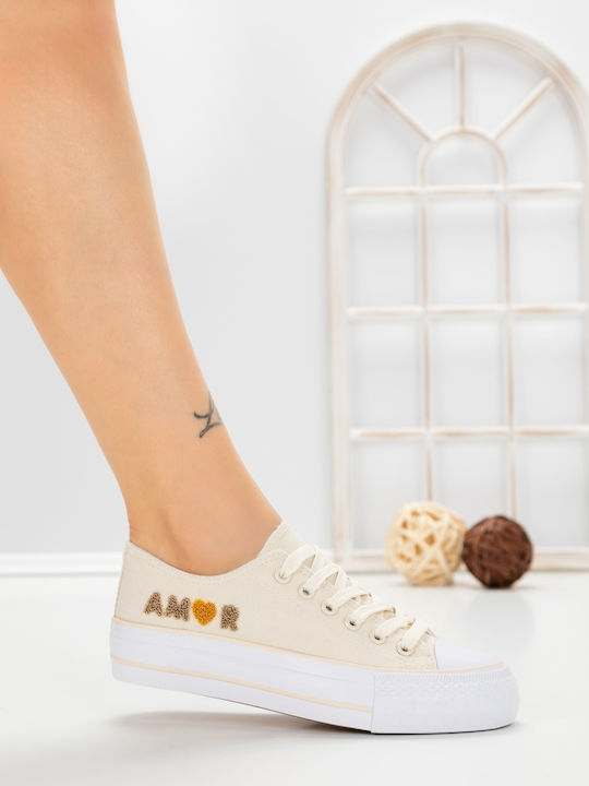 Adidași Flatforms Pentru Femei Bej