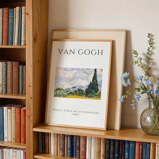 Poster Van Gogh Wheat Field Cypresses Art002 40cm X 50cm Premium Black Wooden Frame