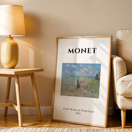 Poster Monet Cliff Walk At Pourville Art009 40cm X 50cm Μαύρη Ξύλινη Κορνίζα-55257pd156882f55321